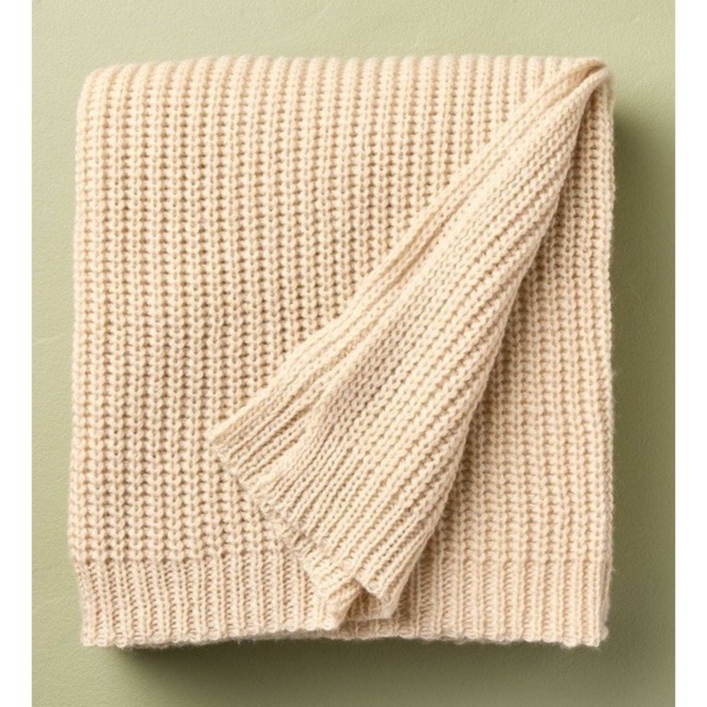 Chunky Knit Bordered Throw Blanket Cream Hearth & Hand Magnolia Heavywight 50x60